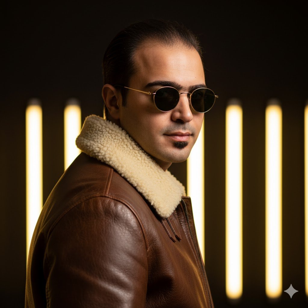 Stylish Man in Leather Bomber Jacket – Cinematic Look