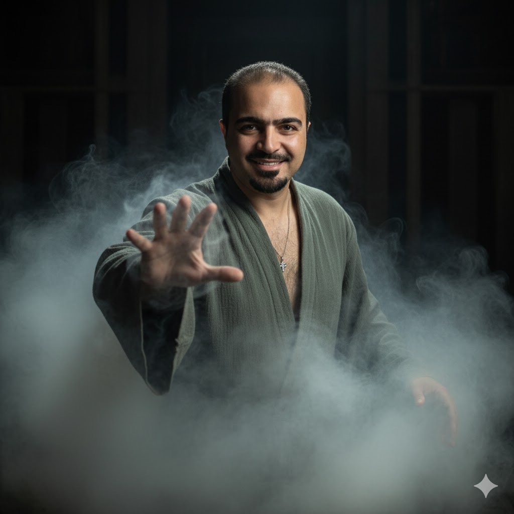 Cinematic Smoke Portrait of a Powerful Young Man